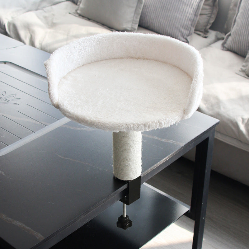 Clip-on desk cat bed and climbing perch, extra detail view
