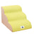 Khaki four-step pet stairs beside a high bed