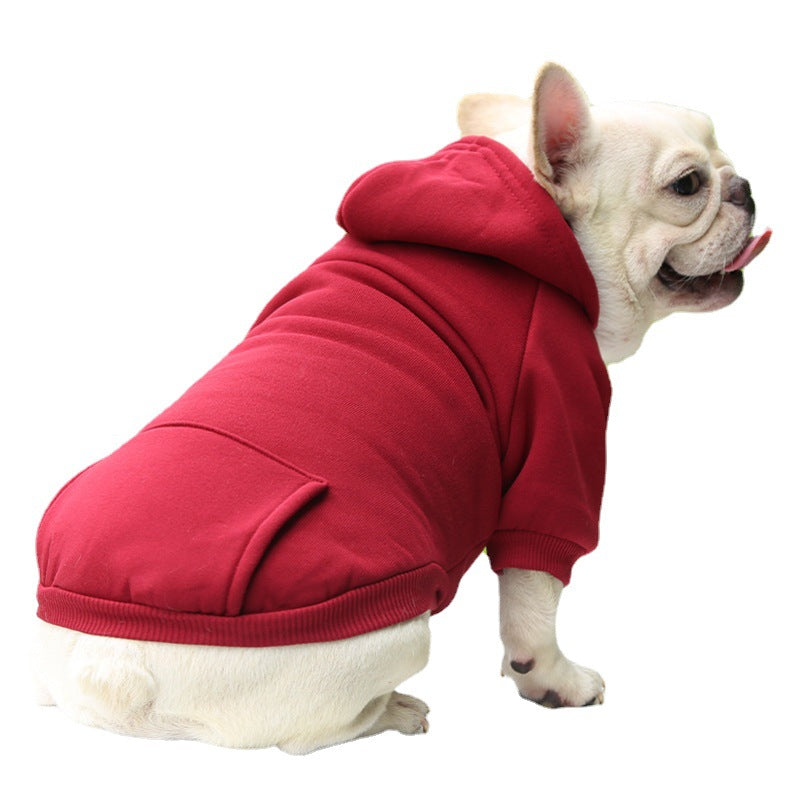 Soft hooded pet sweatshirt with pocket in Light Purple, showing size and shape
