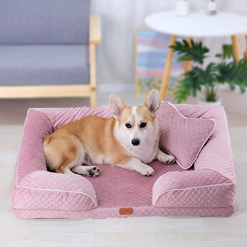 Plaid pet bed mat with pillow, detail photo 32