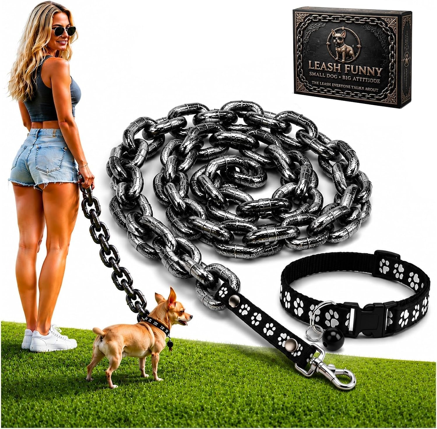 Faux chain collar and lead photo prop, 3 sizes available