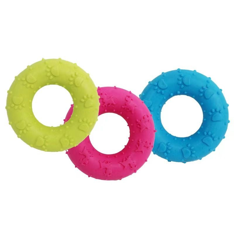 TPR bubble donut dog chew toy in footprint shape, view 4