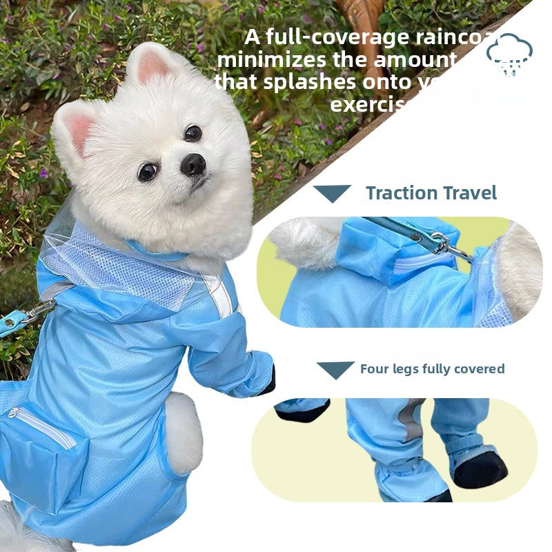 Four leg dog raincoats in five bright colours