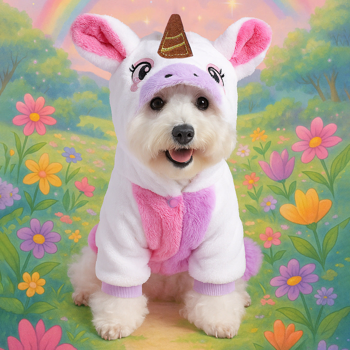 Fleece lined animal costume hoodie for dogs and cats in Lion, close-up detail