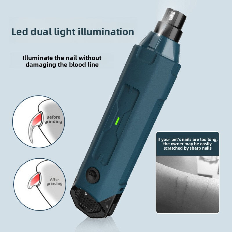 Quiet Rechargeable Pet Nail Grinder with LED Light, 6 Speeds