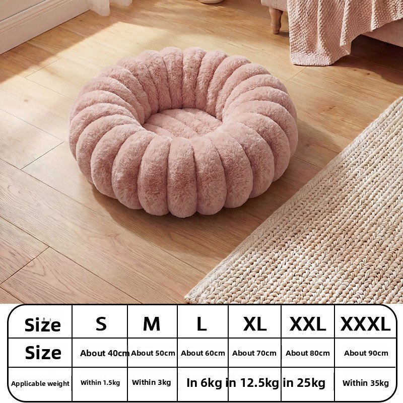 Grey bear paw shaped round plush pet bed, view 81