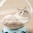 Clear capsule cat bed in transparent plastic with cream base, view 2