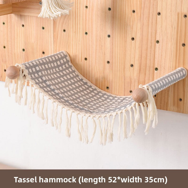 Modular wooden wall-mounted cat climbing board with shelves, photo 19