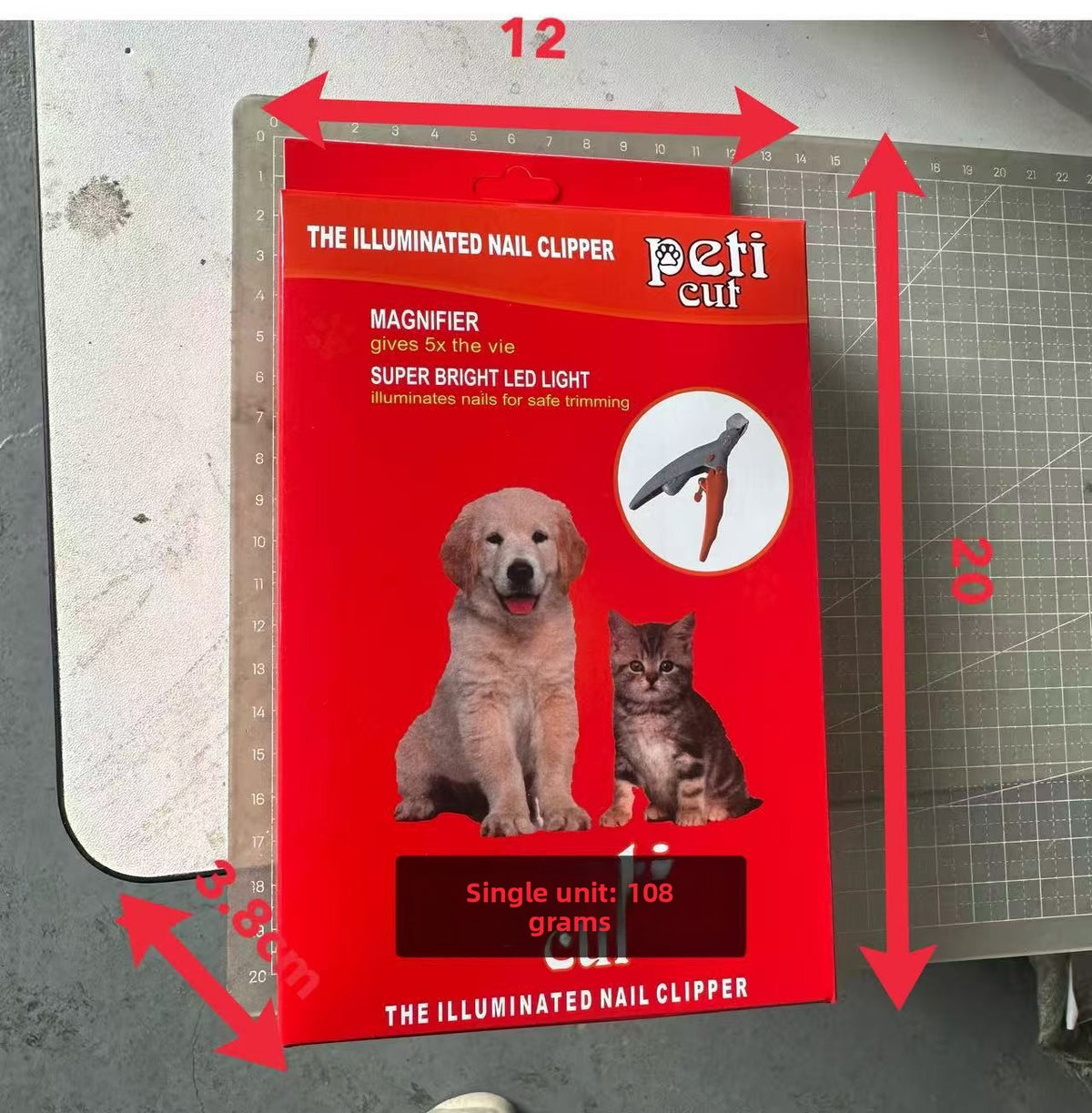 LED Pet Nail Clipper with Rubber Non-Slip Handle
