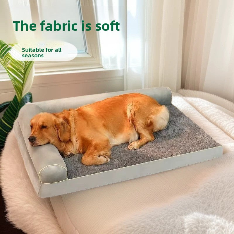 Plush pet bed with removable cover in wheat colour