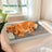 Plush pet bed with removable cover in wheat colour