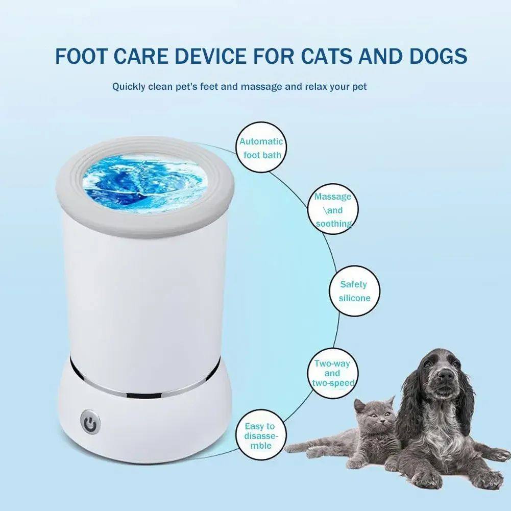 Electric Paw Cleaner Cup with Rotating Brushes for Dogs and Cats