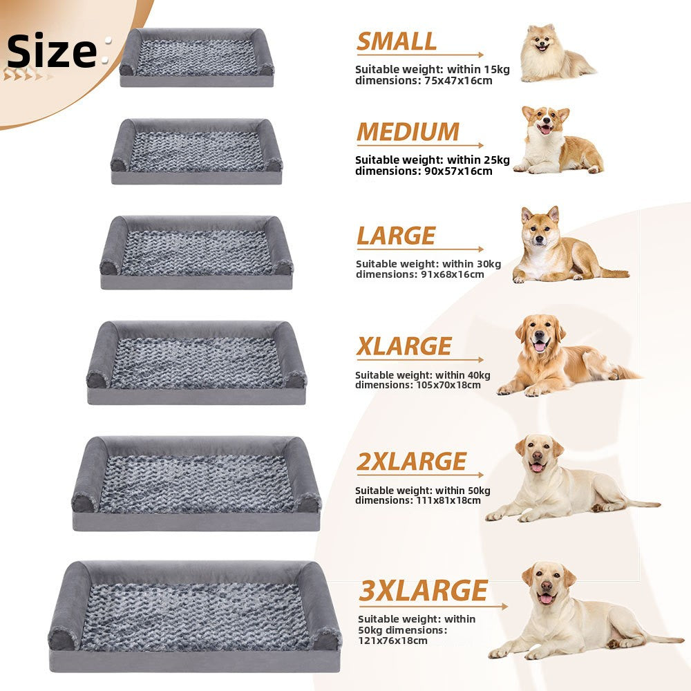U-shaped velvet dog sofa bed with bolster, detail photo 4