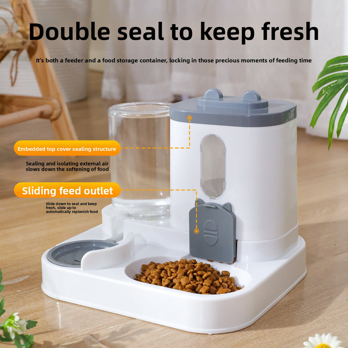 Automatic Pet Food and Water Feeder Bowl, 25cm Large Capacity, Quiet Design