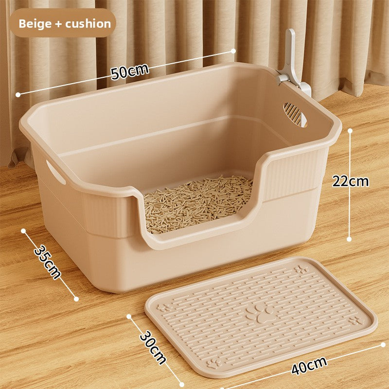 Extra Large Semi-Enclosed Cat Litter Box with Scoop, Thick PP
