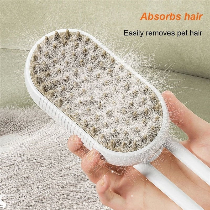 3-in-1 Electric Steam Spray Cat Brush for Loose Fur and Mats
