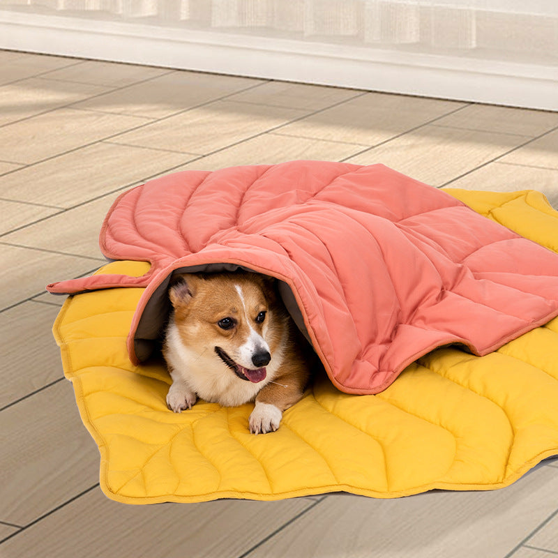 Ginkgo yellow leaf shaped pet mat rug for cats and dogs