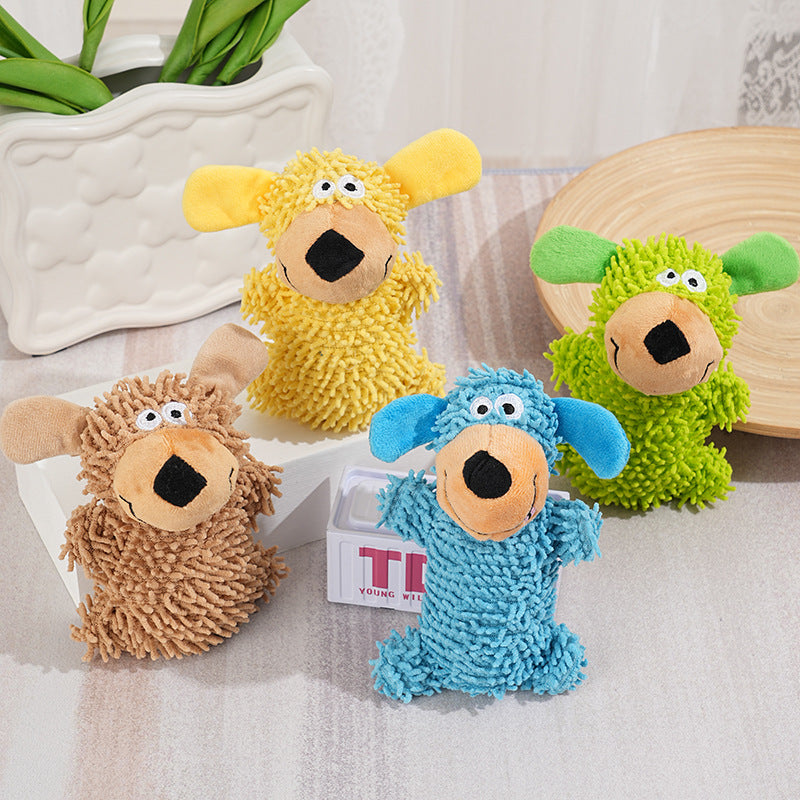 Cartoon mop dog plush toy with squeaker for dogs - photo 1