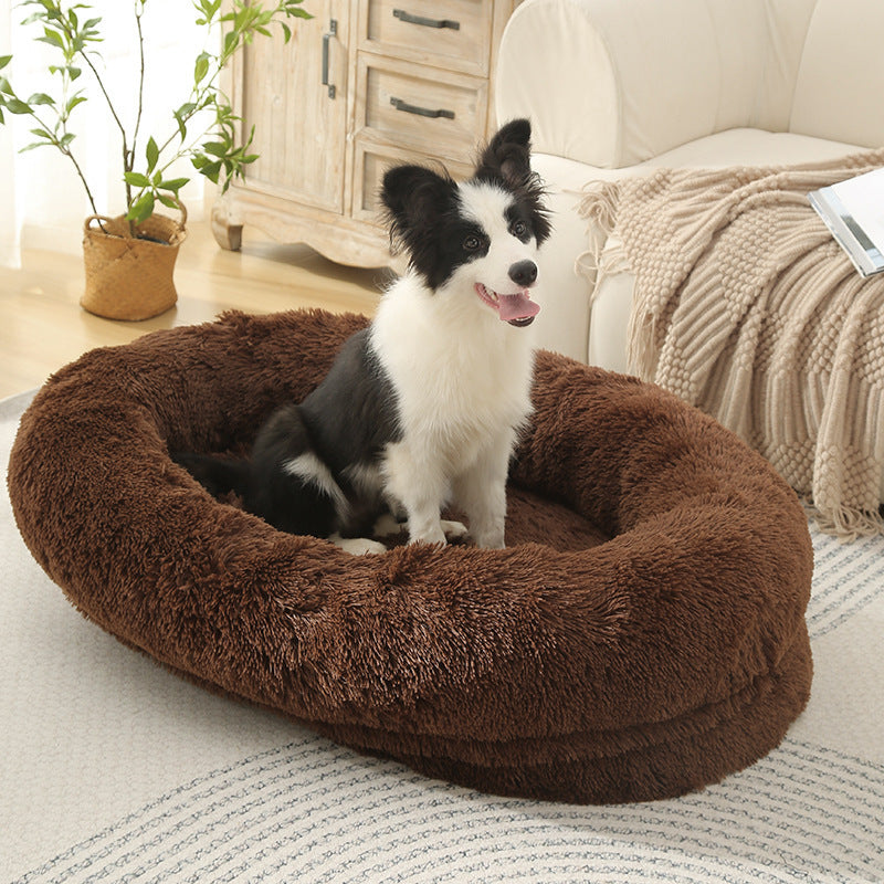 Long plush washable dog and cat bed with thick padding, photo 81