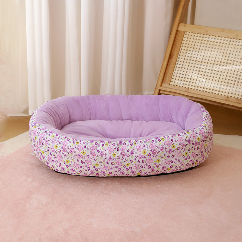 Pink floral soft pet bed for small dogs and cats, photo 14