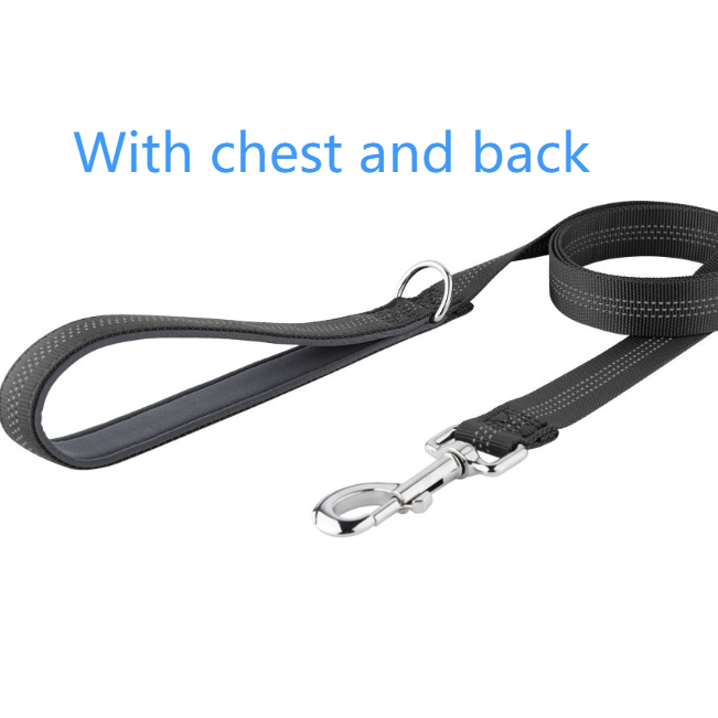 Wide chest nylon dog harness with front buckle and metal hardware, product image 46