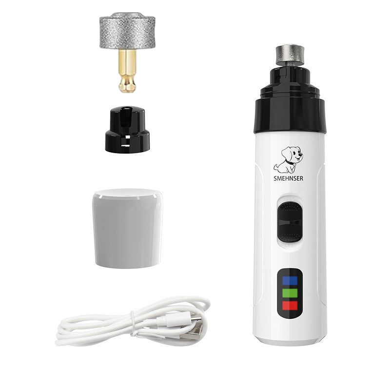 USB rechargeable pet nail grinder with LED light, extra detail view