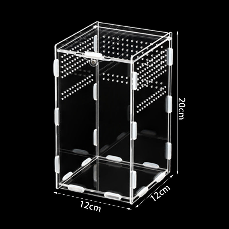 Clear acrylic reptile habitat box, detail and texture view