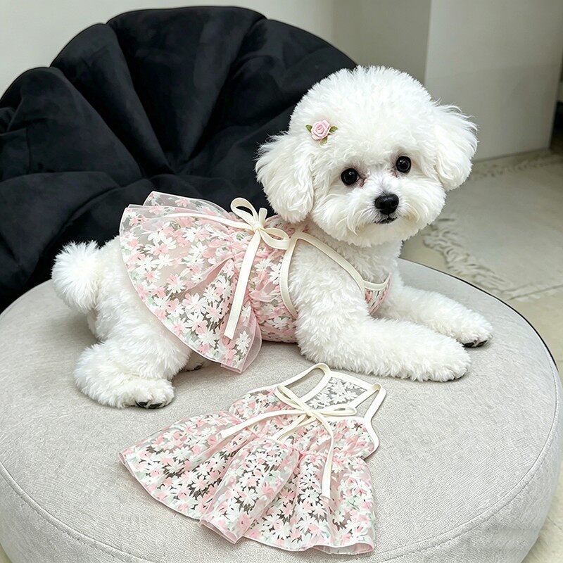 Cherry blossom slip dress for small dogs, in Pink Cherry Blossom, image 3