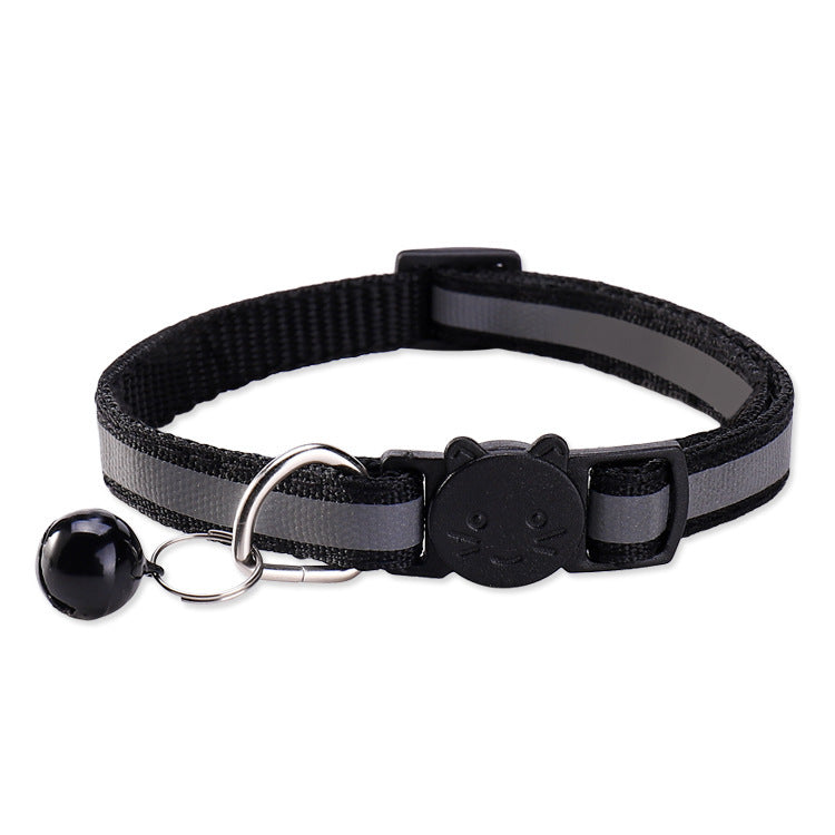 Reflective breakaway cat collar with bell in lake blue, view 17