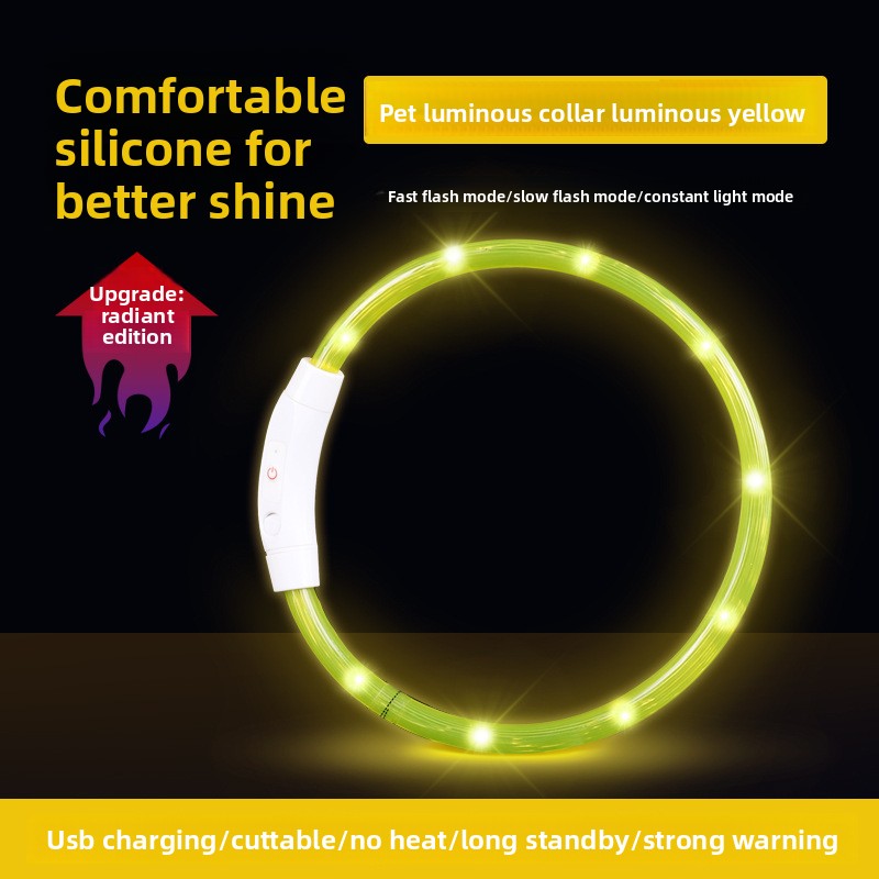 Rechargeable glowing LED dog collar for night walks, view 18