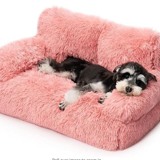 Sky blue removable velvet dog bed in medium size