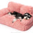 Sky blue removable velvet dog bed in medium size