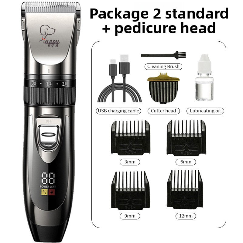 USB Rechargeable Pet Hair Clipper with Ceramic Blade and Attachments
