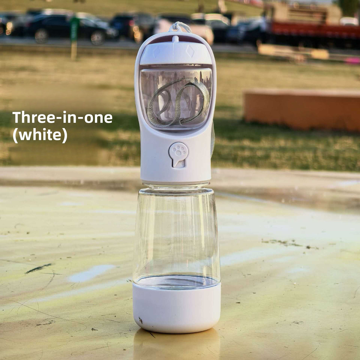 Portable 3-in-1 dog water bottle with snack cup and poop bag holder - view 7