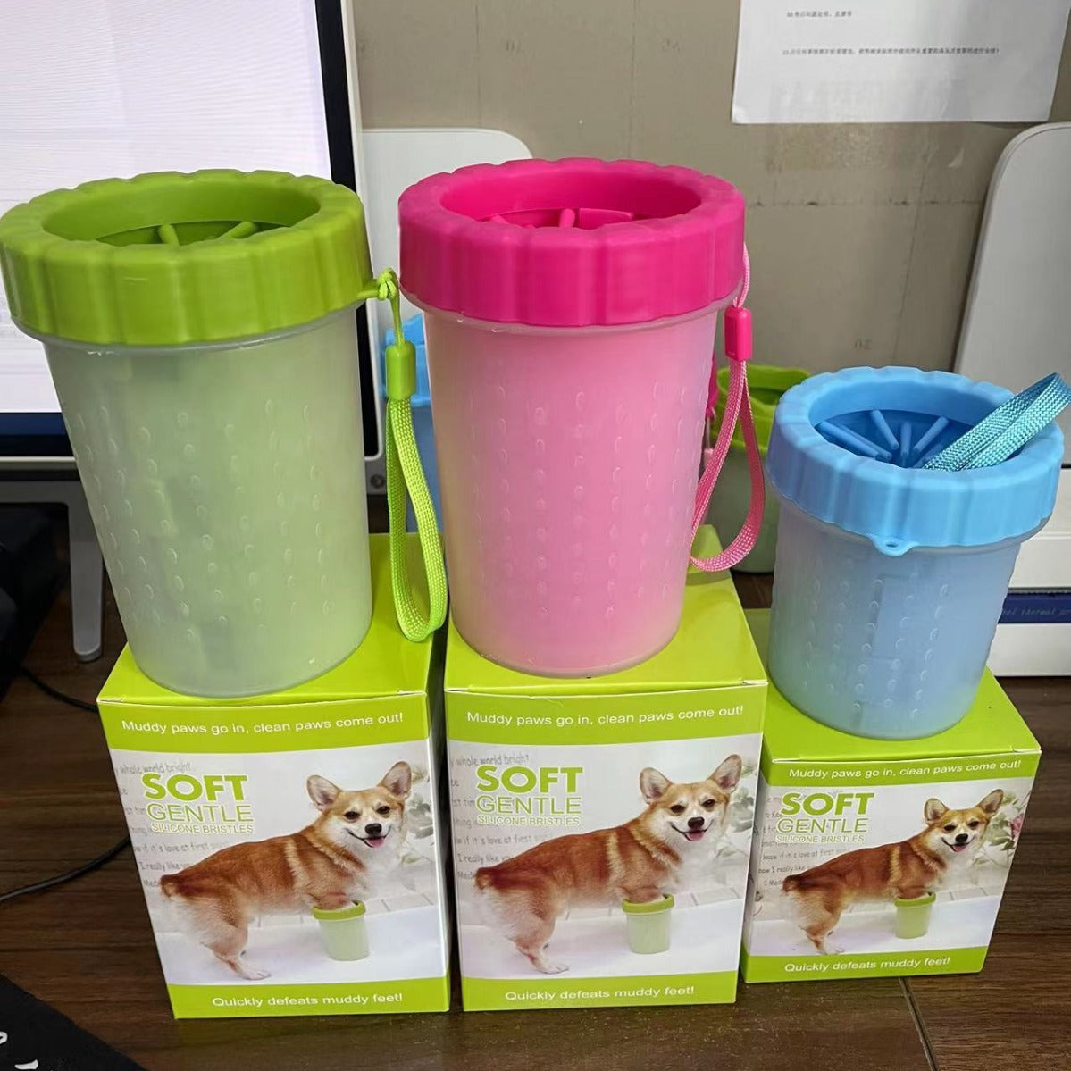 Dog Paw Cleaner Cup with Soft Silicone Bristles, Muddy Paw Washer