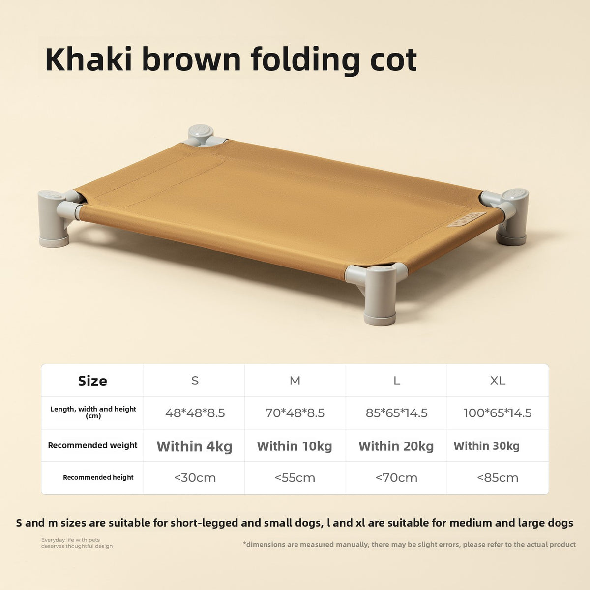Waterproof raised dog cot with removable cover, further angle view