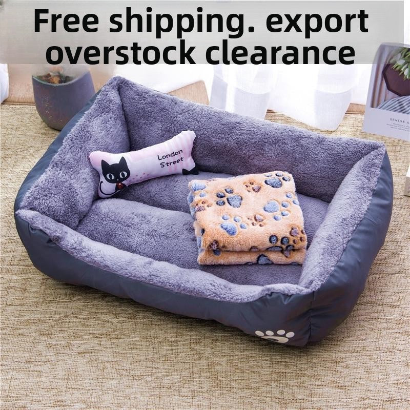 Warm donut pet bed with blanket and toy bone, photo 1 of 80