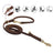 Cowhide leather multi function dog lead with double brass hooks