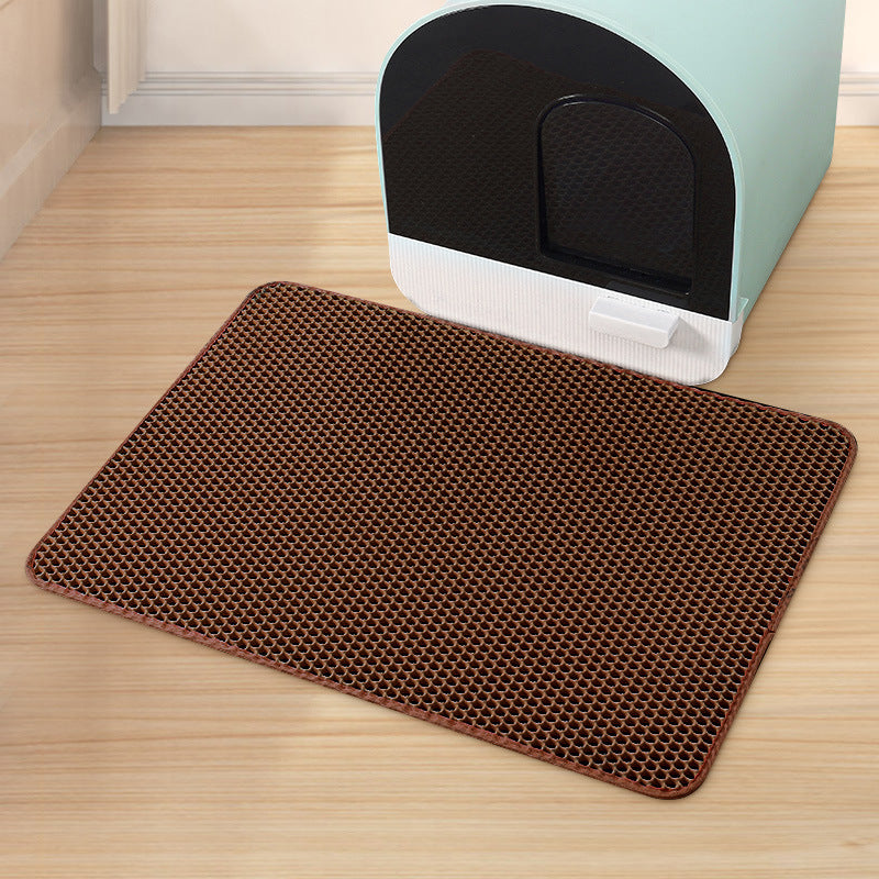 Washable EVA Cat Litter Mat, Double Layer with Non-Slip Base