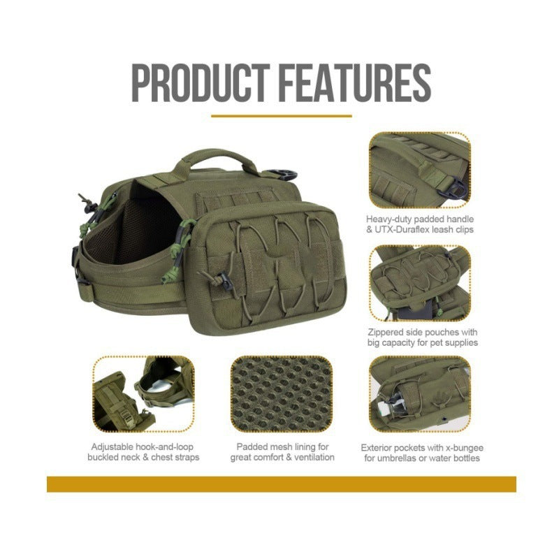 Tactical polyester dog harness with attachment points for outdoor use, product image 2