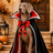 Red knight style Halloween cape with lace for dogs