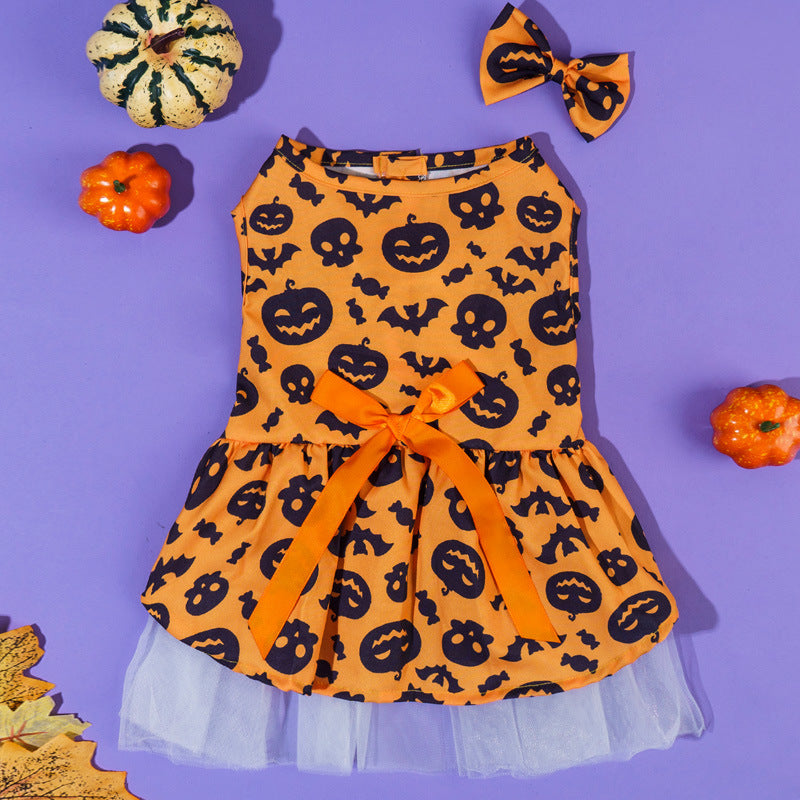 Halloween and Christmas pet dress for dogs and cats, in a home setting