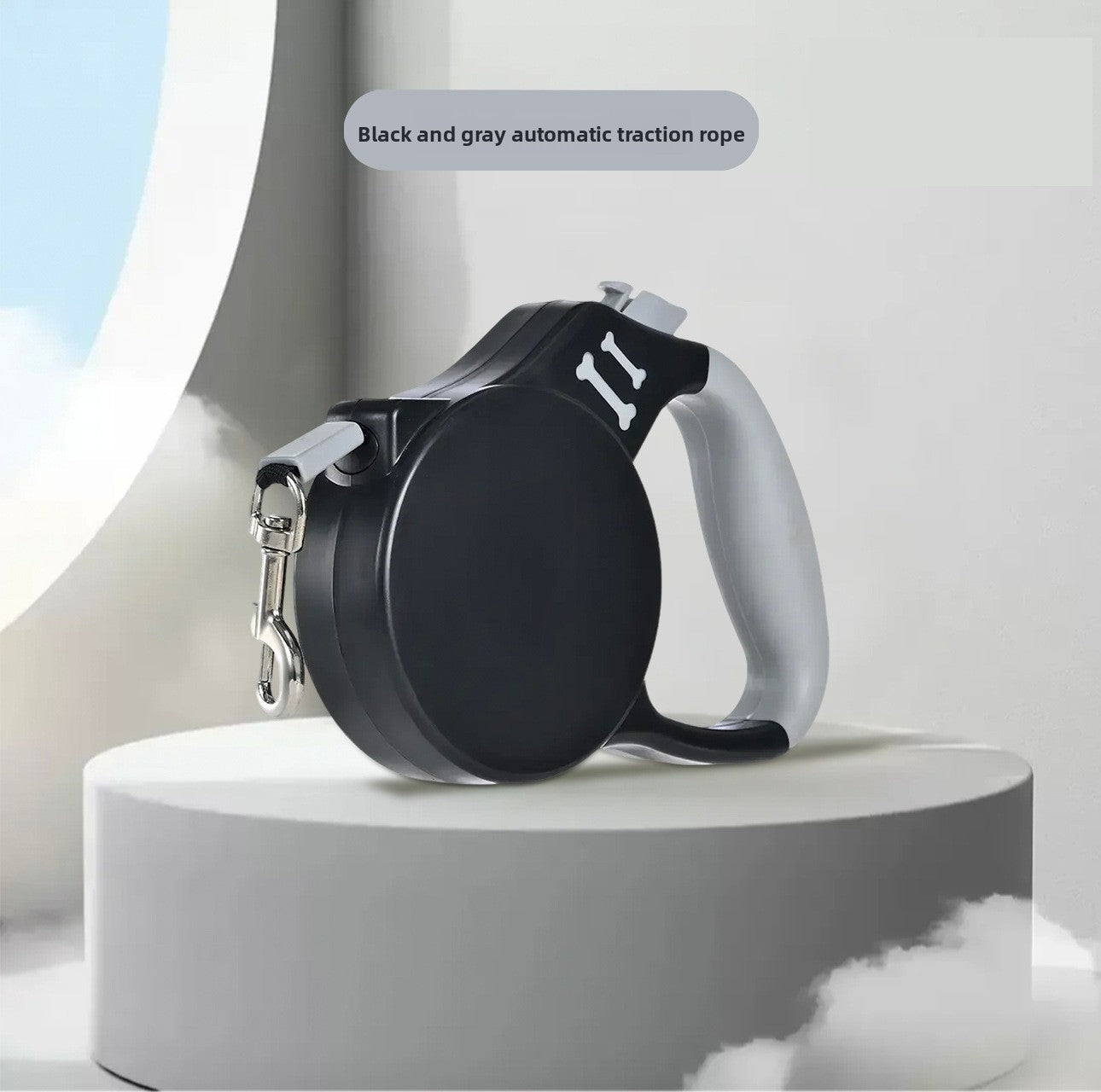 Retractable dog lead with LED light in 3m Black Grey