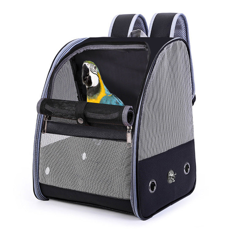 Bird travel backpack carrier with mesh windows for parrots, view 6