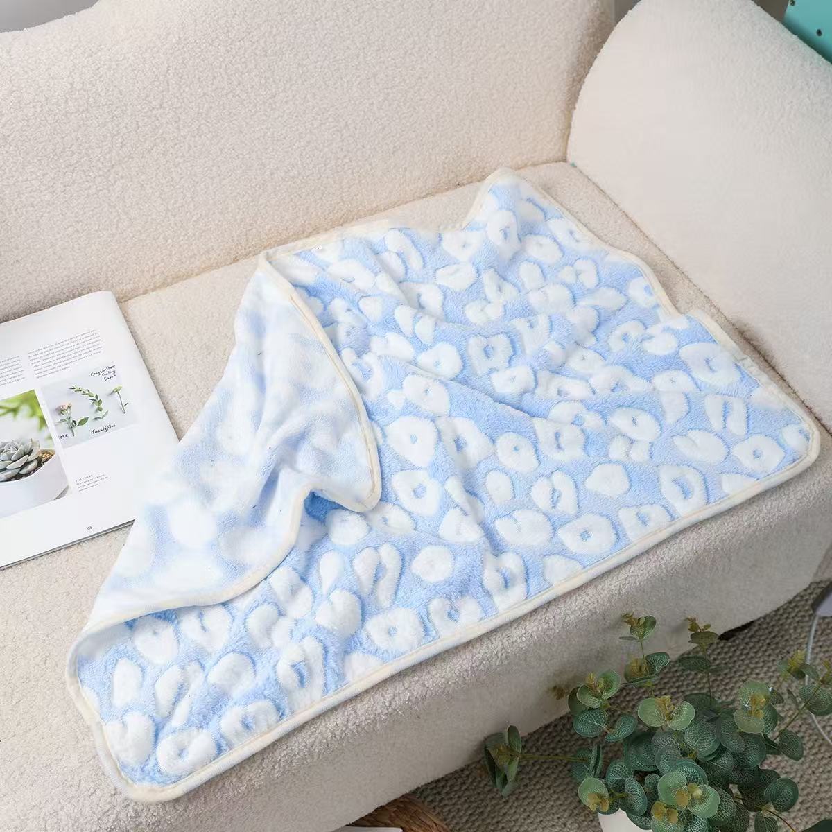 Small coral fleece pet mat in Brown Polka Dot, alternative angle view