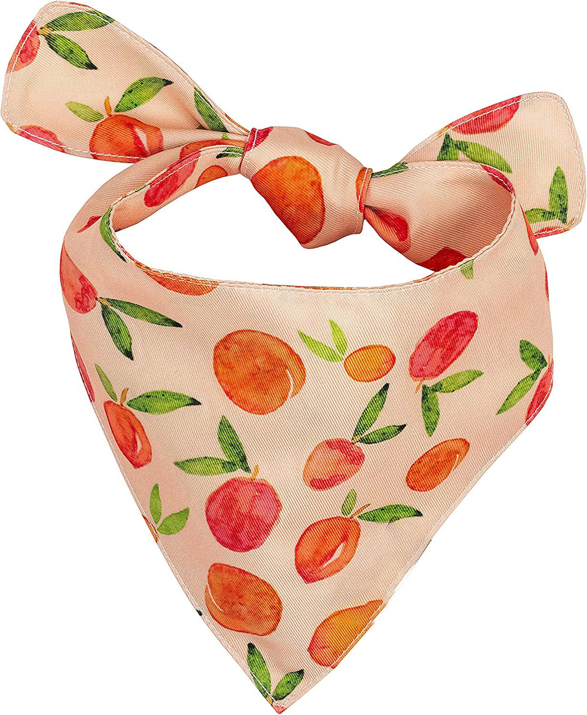 Reversible polyester dog bandana in fun prints in Sun, top view