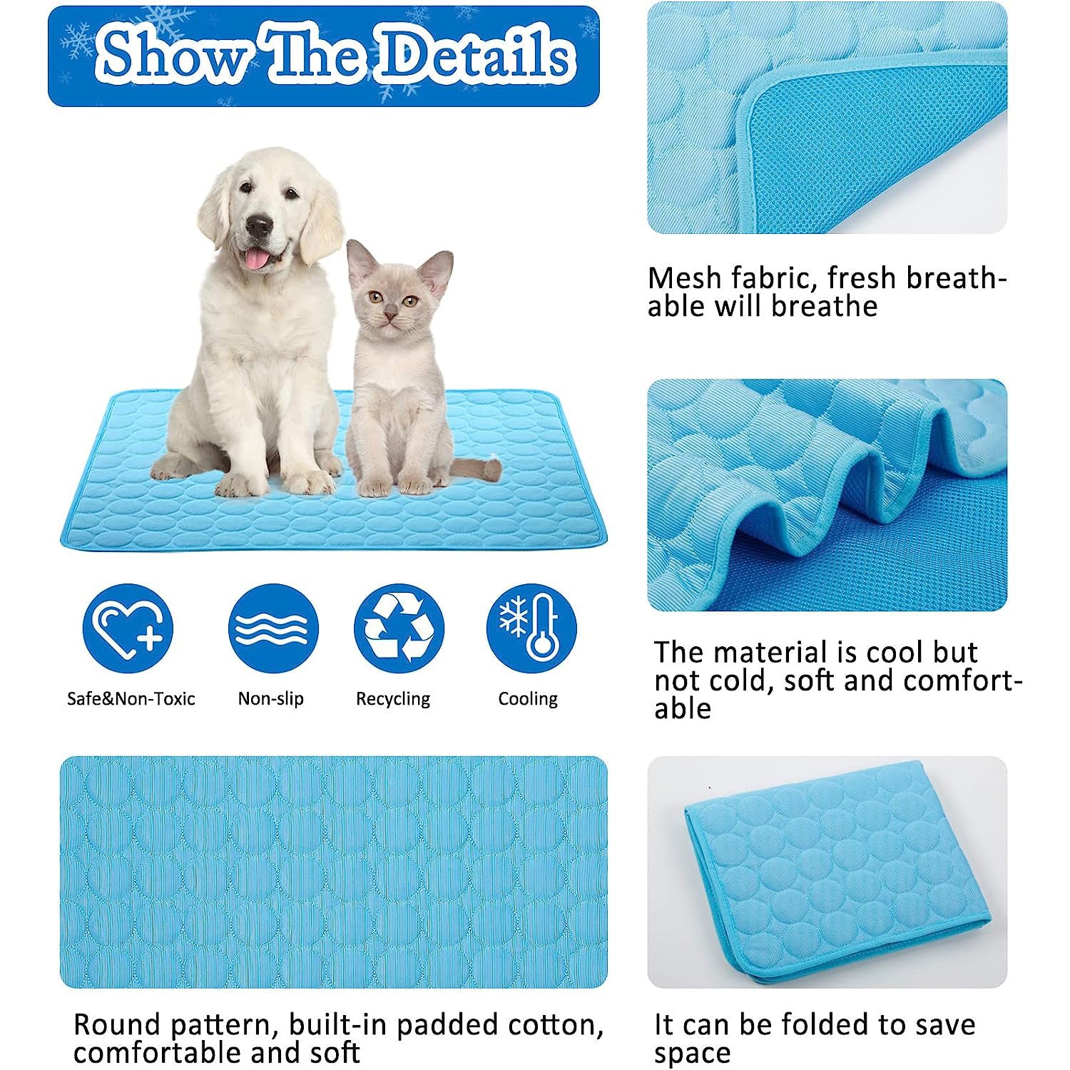 Ice silk dog cooling pad in light blue, photo 4 of 8