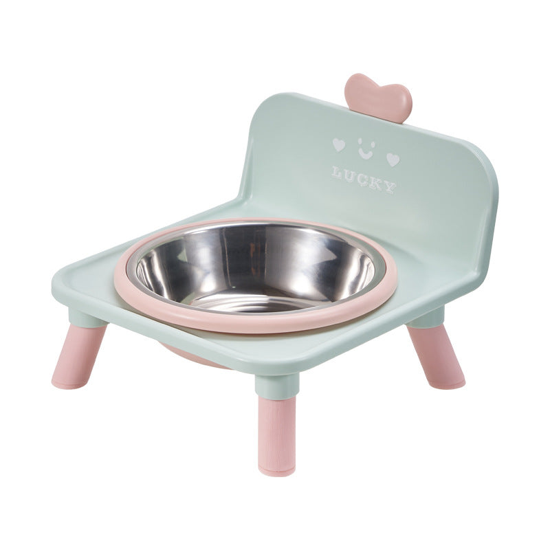 Anti-Spill Square Ceramic Pet Bowl with Raised Stand in Four Light Colours