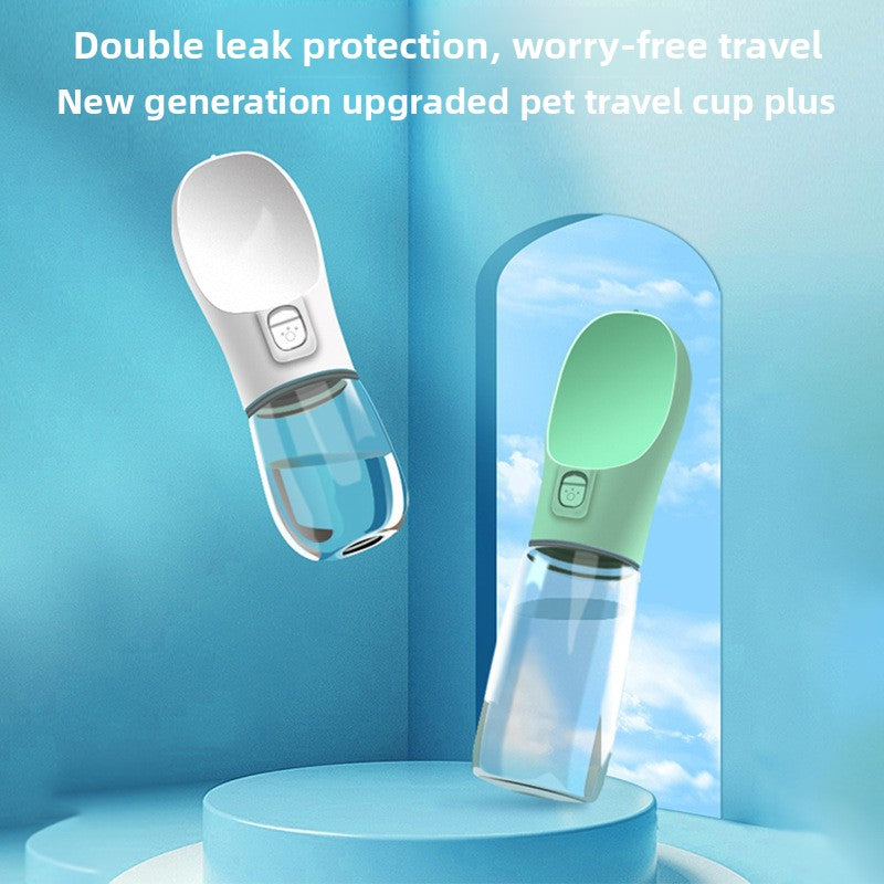 Portable Pet Water Bottle with Detachable Bowl and Carry Strap for Dogs and Cats