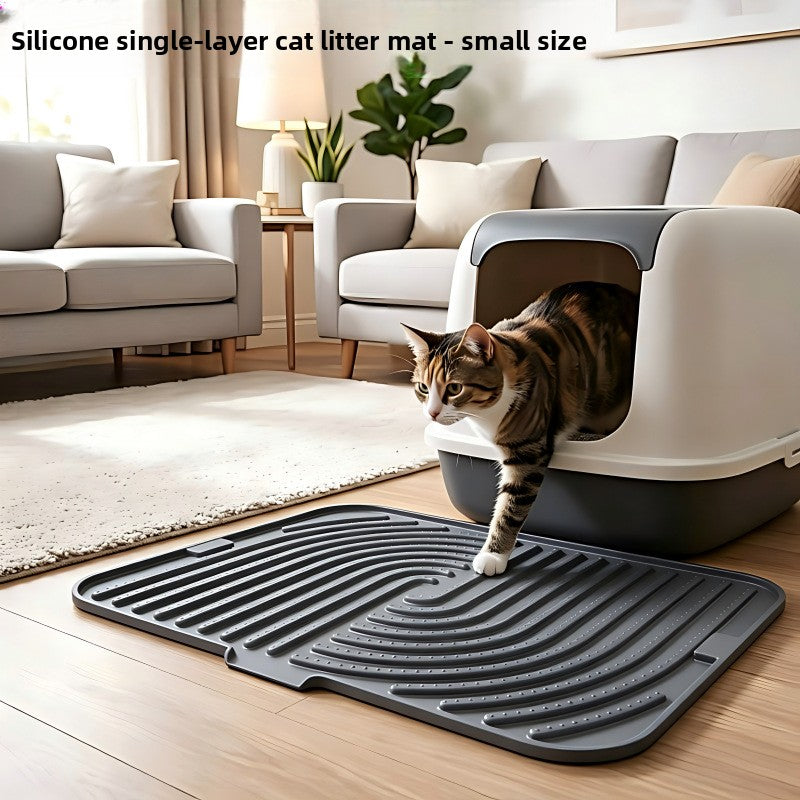 Foldable Non-Slip Silicone Cat Litter Mat, Easy to Clean